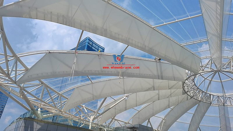 The latest construction progress of ETFE membrane structure ceiling project of Nanchong Wanda Project