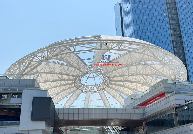 The latest construction progress of ETFE membrane structure ceiling project of Nanchong Wanda Project