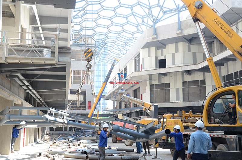 Jiaxing Changan Li ETFE air pillow membrane structure ceiling project site learning viewing