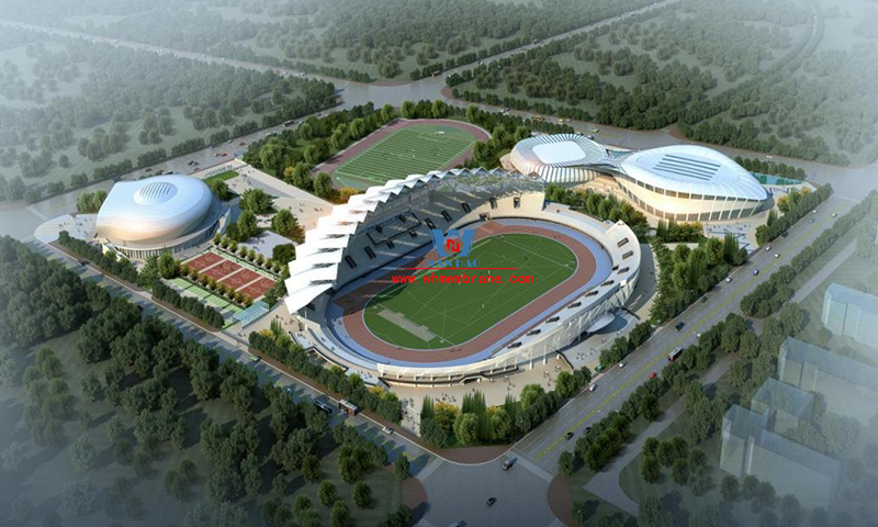 The latest construction progress of PTFE membrane structure project of Zhangye Olympic Sports Center Stadium