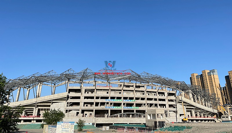 The latest construction progress of PTFE membrane structure project of Zhangye Olympic Sports Center Stadium