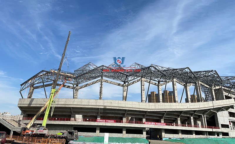 The latest construction progress of PTFE membrane structure project of Zhangye Olympic Sports Center Stadium