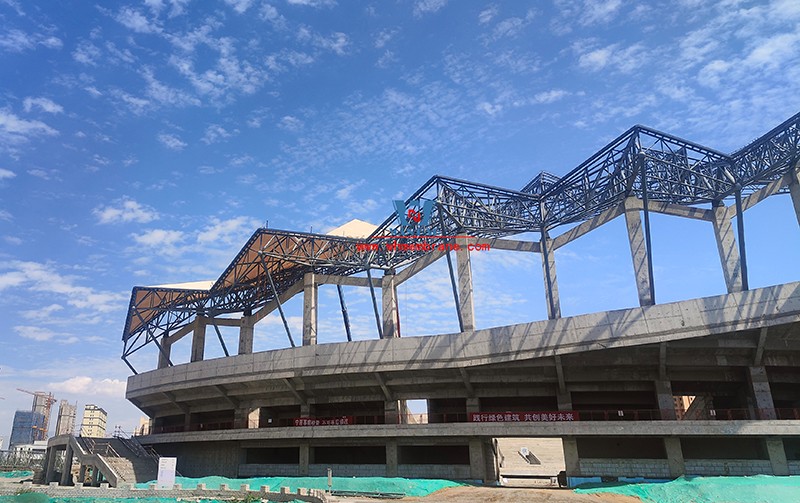 The latest construction progress of PTFE membrane structure project of Zhangye Olympic Sports Center Stadium