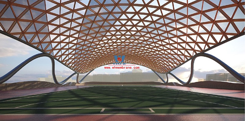 ETFE membrane structure of wind and rain playground in Songjiang Campus of Shanghai University of Engineering Science