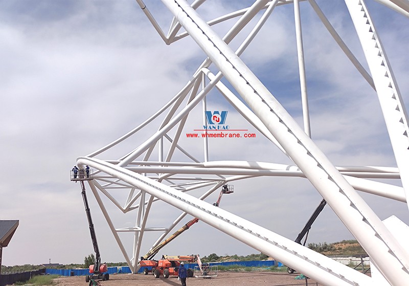 The steel film structure project of Malian Desert Park in Dingbian, Shaanxi Province was completed