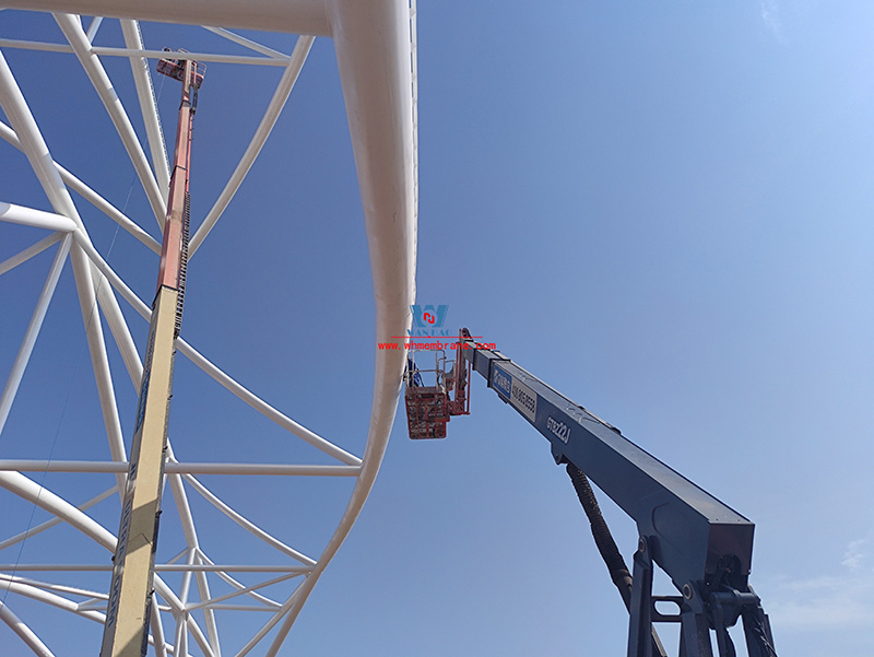 The steel film structure project of Malian Desert Park in Dingbian, Shaanxi Province was completed