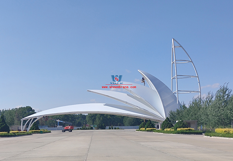 The steel film structure project of Malian Desert Park in Dingbian, Shaanxi Province was completed