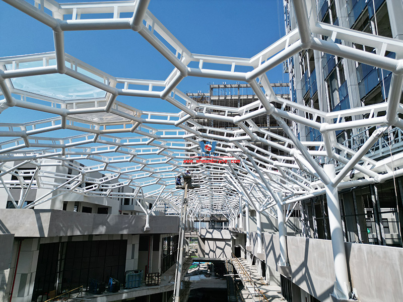 Mechanical aesthetic expression of steel structure in architectural art