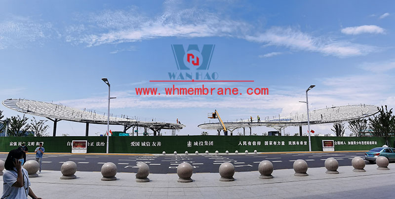 Steel structure of butterfly shaped space in front square of Zhangjiagang Station of Shanghai-Nantong Railway