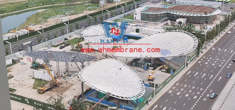 Steel structure of butterfly shaped space in front square of Zhangjiagang Station of Shanghai-Nantong Railway