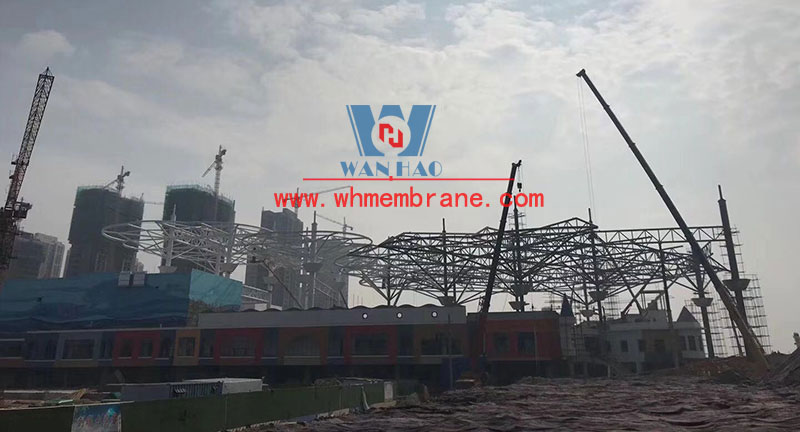 Shangdong liaocheng Wanda Town Colorful Cloud Cable Membrane Structure Project