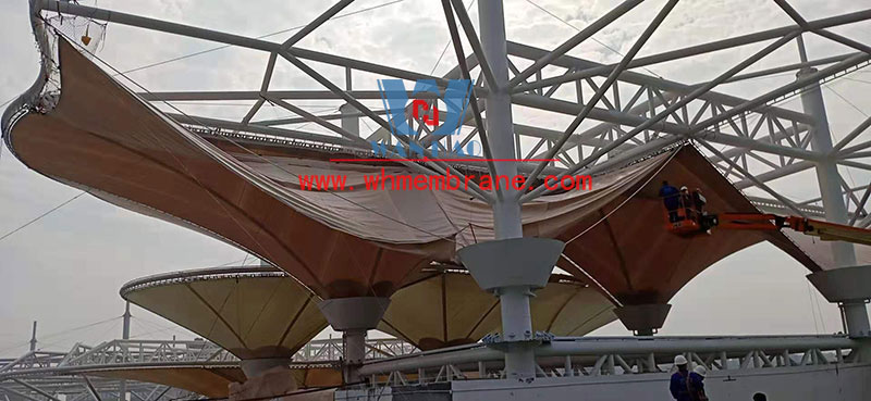 Shangdong liaocheng Wanda Town Colorful Cloud Cable Membrane Structure Project