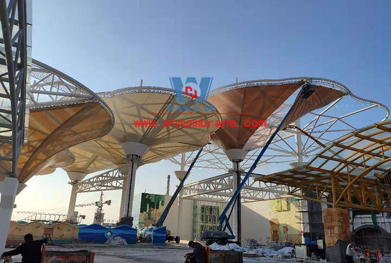 Shangdong liaocheng Wanda Town Colorful Cloud Cable Membrane Structure Project