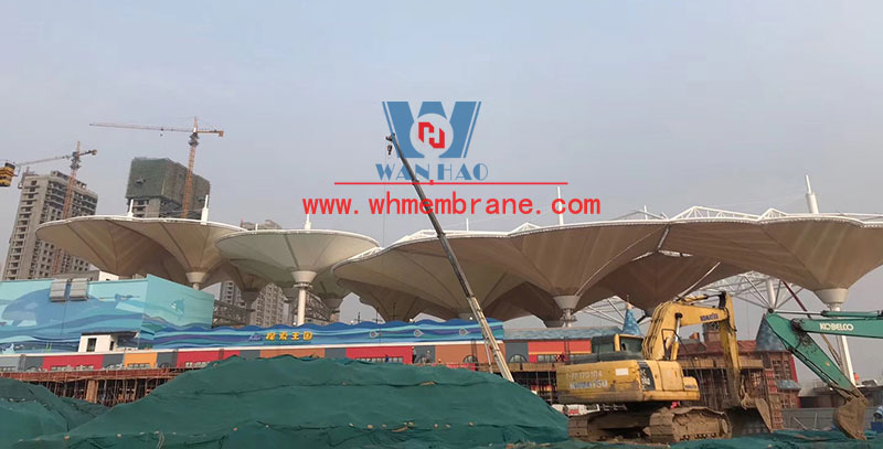 Shangdong liaocheng Wanda Town Colorful Cloud Cable Membrane Structure Project