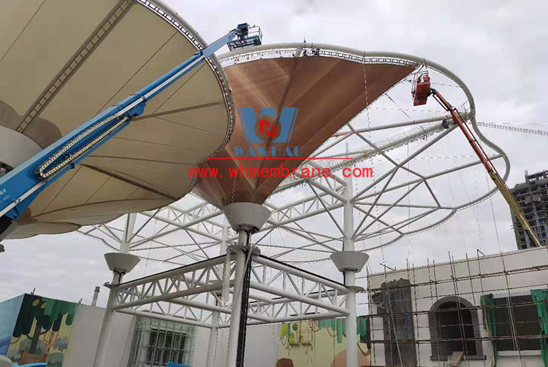 Shangdong liaocheng Wanda Town Colorful Cloud Cable Membrane Structure Project