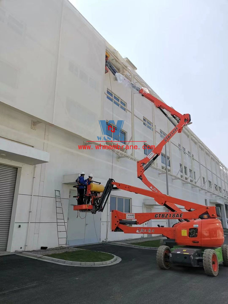 PTFE mesh membrane structure project on the facade of the new factory building of Ningbo Yifuler Company