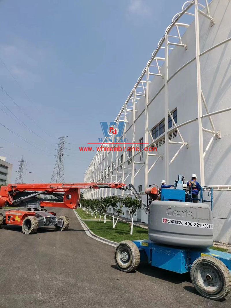 PTFE mesh membrane structure project on the facade of the new factory building of Ningbo Yifuler Company