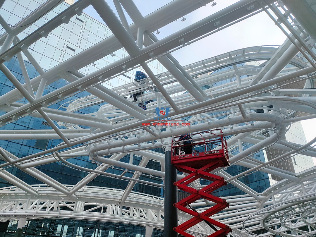 Efficient collaboration | Dare to take responsibility - Latest construction progress of ETFE Air pillow Corridor skycurtain project in Bodotson Valley, Hangzhou