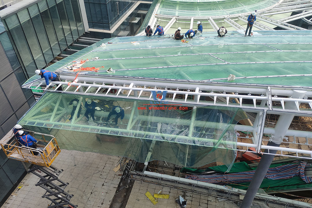 Efficient collaboration | Dare to take responsibility - Latest construction progress of ETFE Air pillow Corridor skycurtain project in Bodotson Valley, Hangzhou