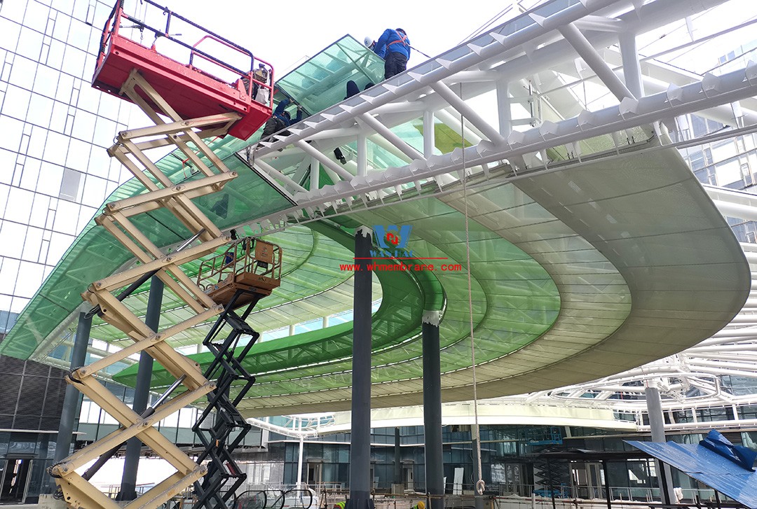 Efficient collaboration | Dare to take responsibility - Latest construction progress of ETFE Air pillow Corridor skycurtain project in Bodotson Valley, Hangzhou