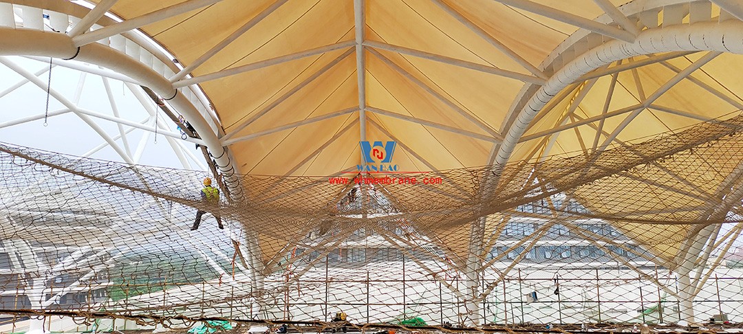 Construction is accelerating and this PTFE membrane structure is nearing completion!