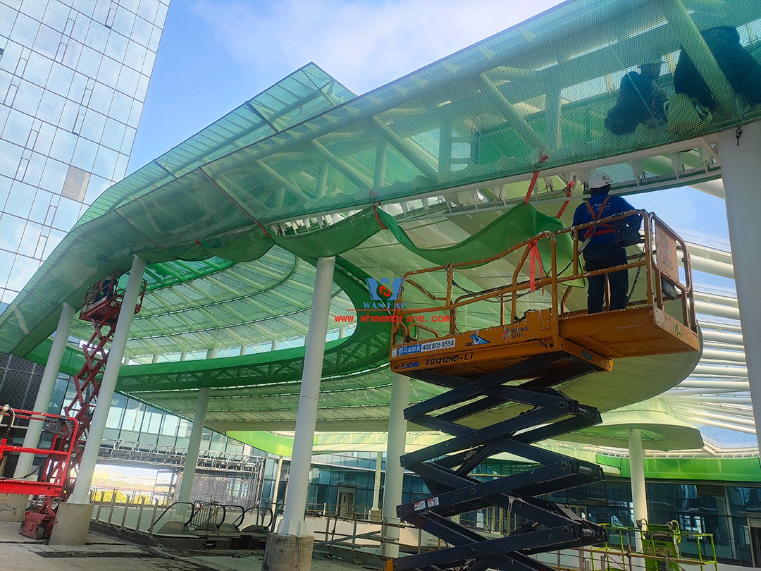 Stunning commercial street membrane structure canopy