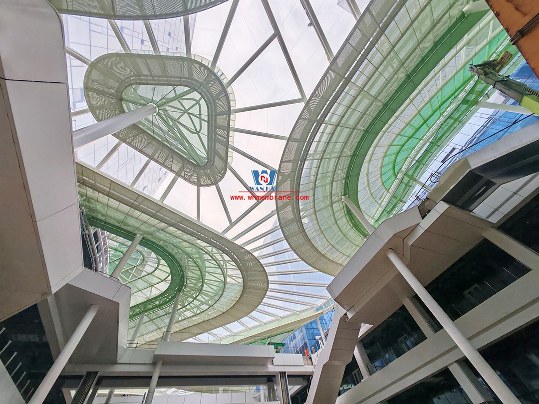 Stunning commercial street membrane structure canopy