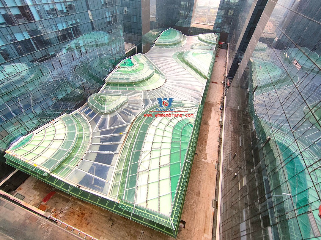 Stunning commercial street membrane structure canopy