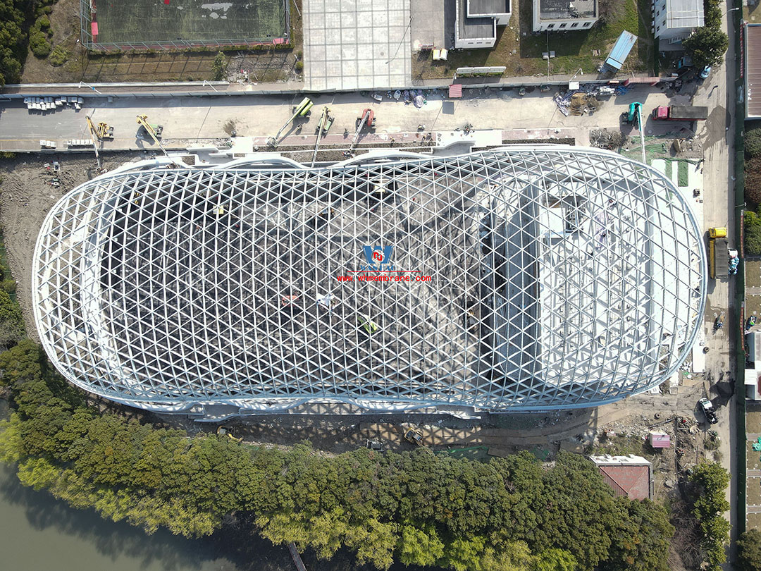 Congratulations | this ETFE steel film structure wind and rain playground dome successfully completed