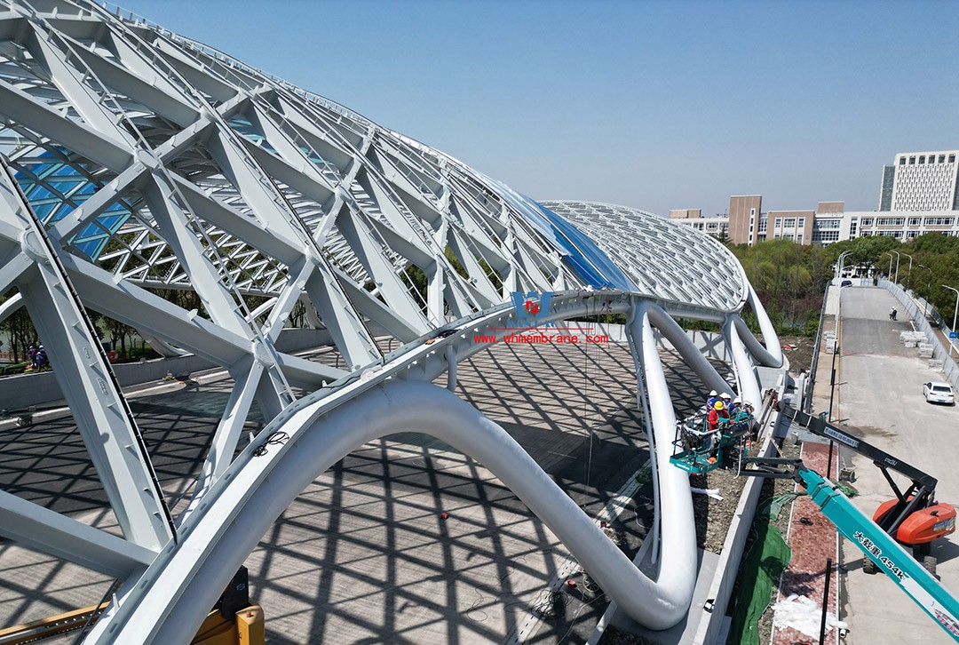 Congratulations | this ETFE steel film structure wind and rain playground dome successfully completed