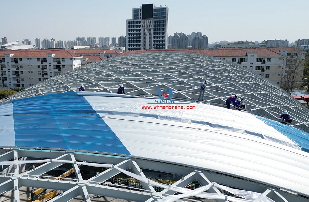 Congratulations | this ETFE steel film structure wind and rain playground dome successfully completed