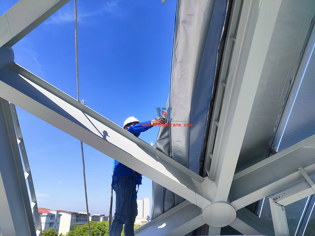 Congratulations | this ETFE steel film structure wind and rain playground dome successfully completed