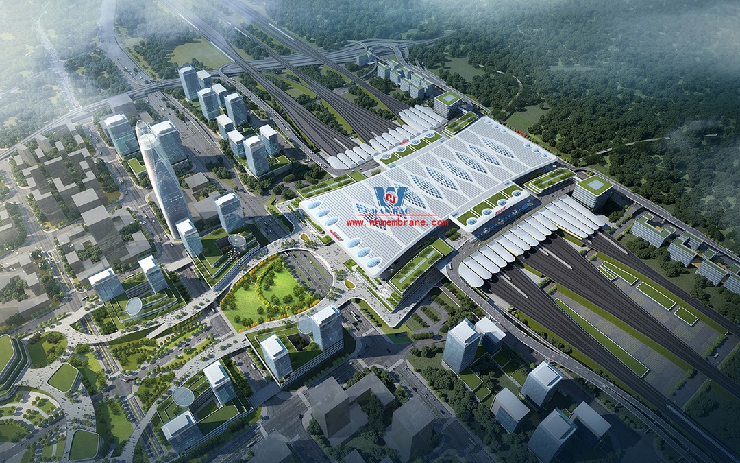Speed up, ETFE air pillow membrane structure skylight is under hot construction and installationChongqing East Railway Station is a pilot project of city-station integration and a high-speed railway hub of city-station integration. The architectural form compares 