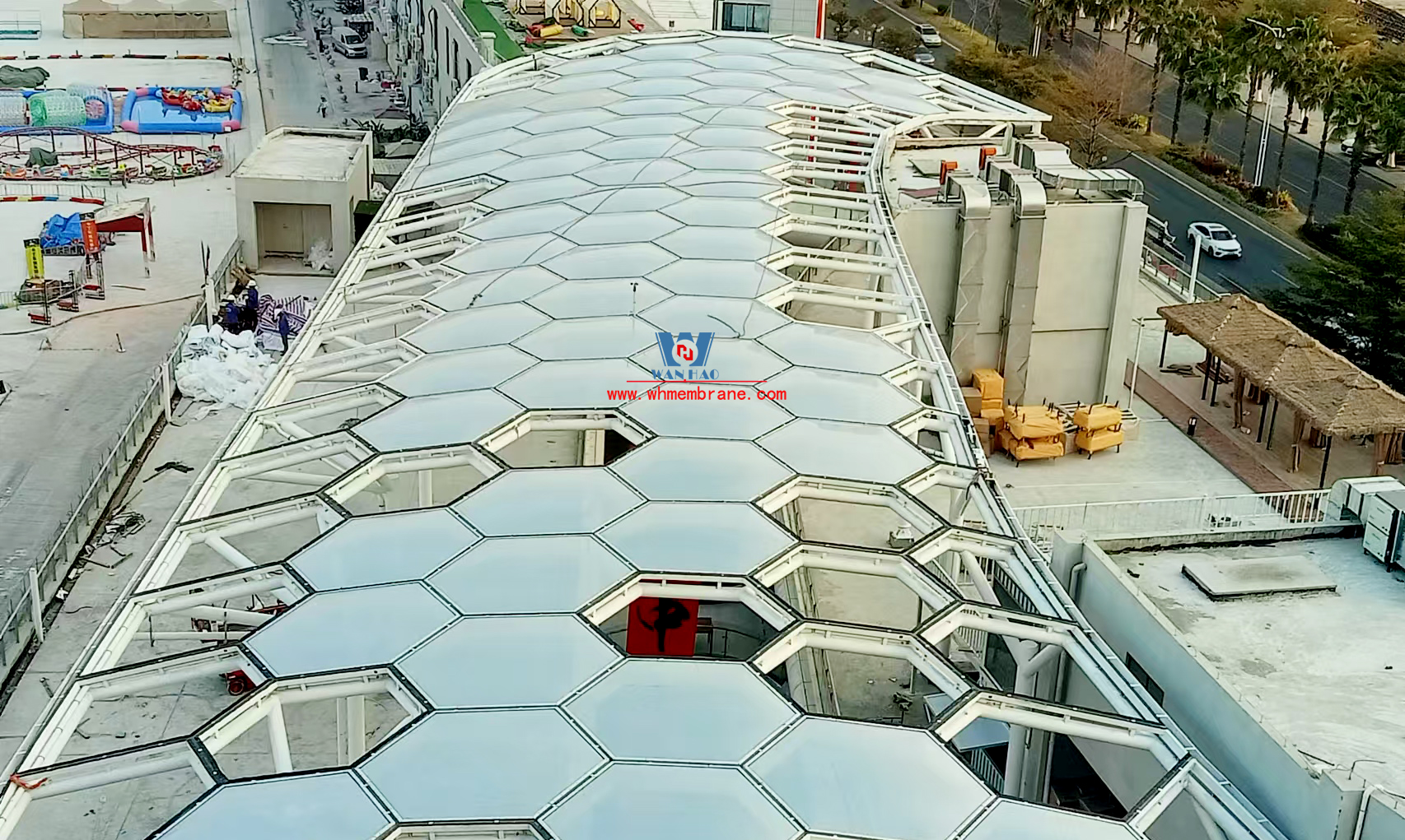 ETFE Steel Structure Membrane Roofing for Guangdong Commercial Street