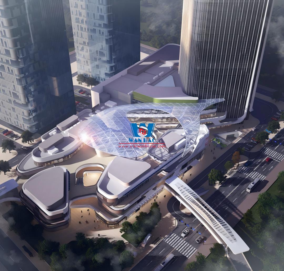 Shaoxing Huafa Financial Vitality City ETFE Membrane Structure Commercial Canopy Project