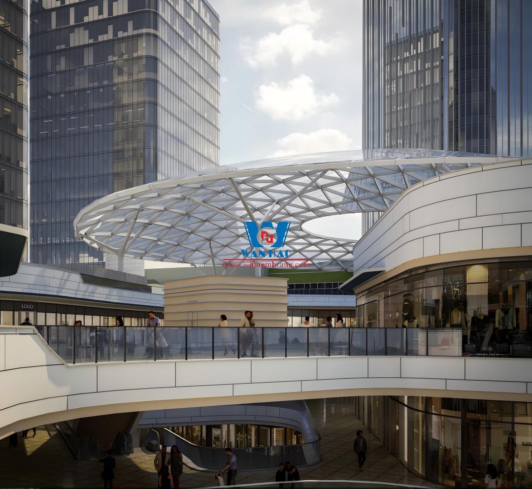Shaoxing Huafa Financial Vitality City ETFE Membrane Structure Commercial Canopy Project