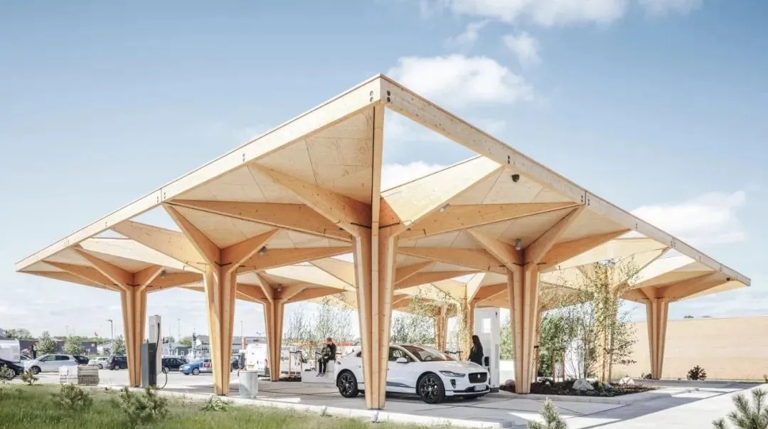 A car shed with charging piles that can 