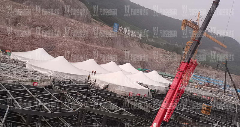 The latest progress of Nanjing Yuanboyuan dome membrane structure shed project