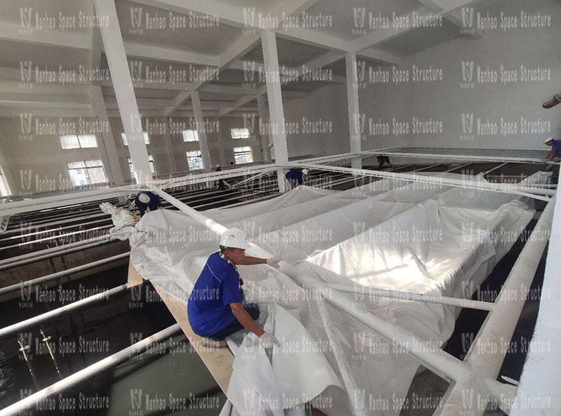 Zhejiang Xianju Pharmaceutical Co., Ltd. Wastewater Station Indoor Steel Membrane Structure Project Enters the Phase of Membrane Installation