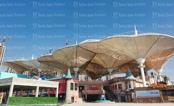 Shangdong liaocheng Wanda Town Colorful Cloud Cable Membrane Structure Project