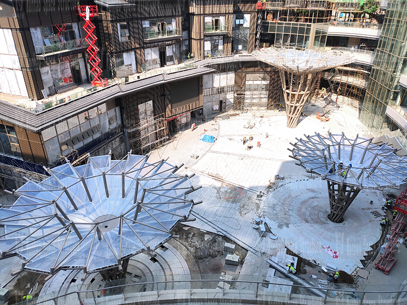 The Umbrella-shaped ETFE Membrane Structure Project of Block 7 in Southeast Zhihui City was completed