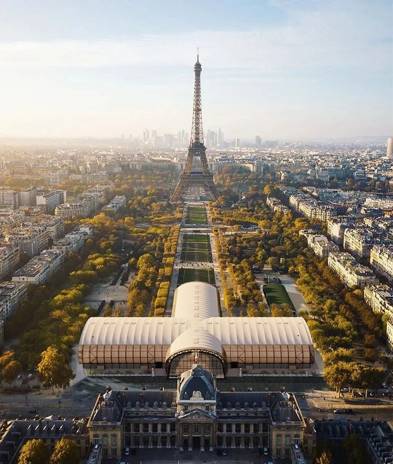 Temporary wooden membrane building of Paris Grand Palace