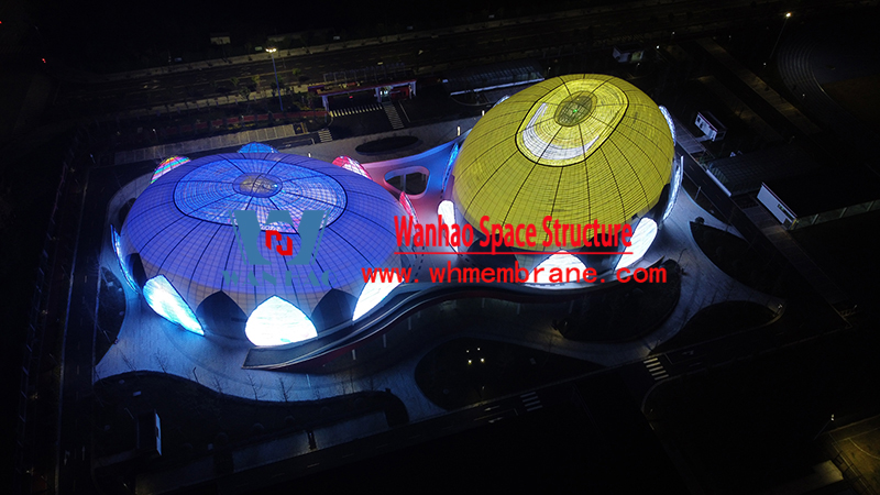 Night view of membrane structure project of Sichuan Pengshan Training Base (Phase I)