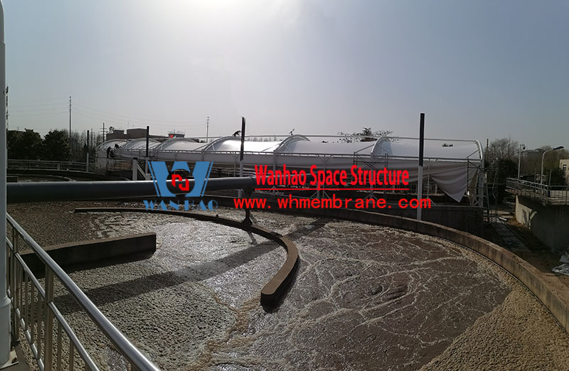The anaerobic tank vertical mask of the first-phase oxidation ditch sealing upgrade and renovation project of Bozhou Sewage Treatment Plant has been stretched