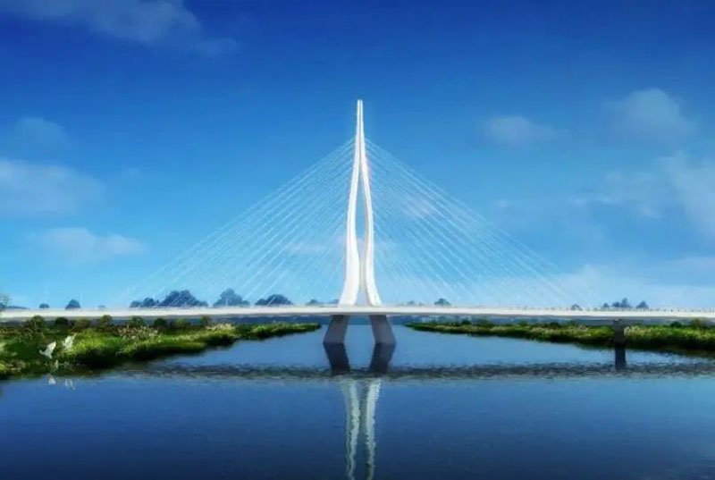 The main tower of Shengzhou Xiaoyu bridge, a rare steel tower with special-shaped structure in space in China, was successfully completed