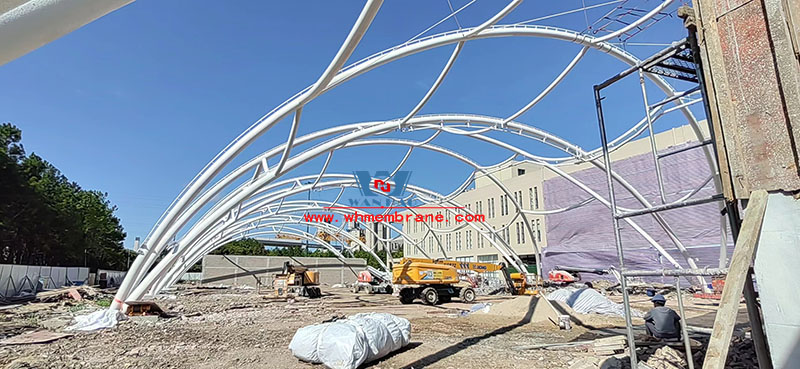 The University of Nottingham Ningbo outdoor sports ground renovation project membrane structure engineering steel structure has been completed