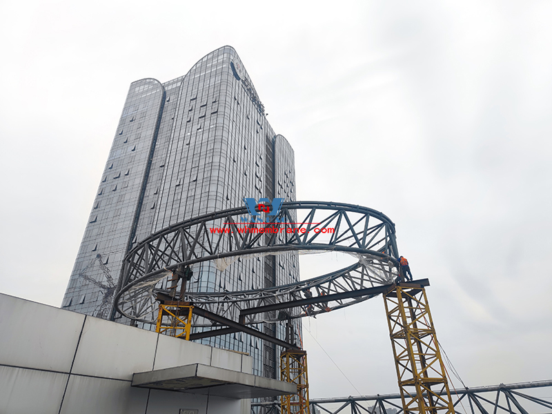 The steel film STRUCTURE ETFE roofing curtain PROJECT of the commercial (Wanda Plaza) renovation project of No. 6 Plot of Mingyu Plaza has entered the steel str