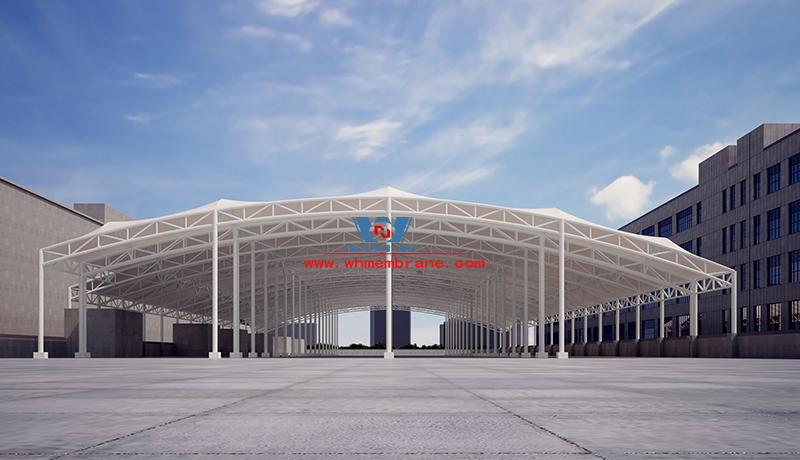Congratulations on WANHAO winning the bid of PTFE fabric roof membrane structure project, the amount of steel used in this project is about 560 tons, ptfe membr