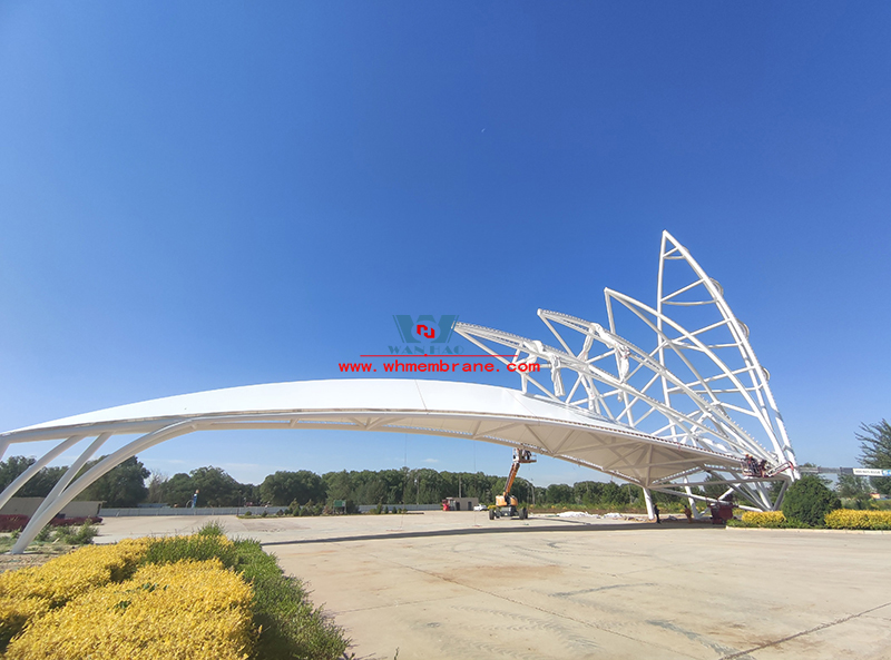 Video of steel film structure construction in Malian Desert Park, Dingbian, Shaanxi Province