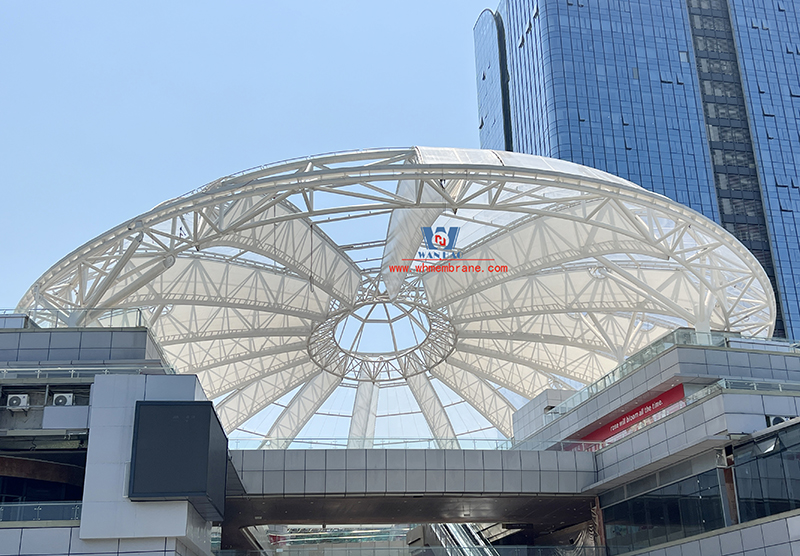 The latest construction progress of ETFE membrane structure ceiling project of Nanchong Wanda Project